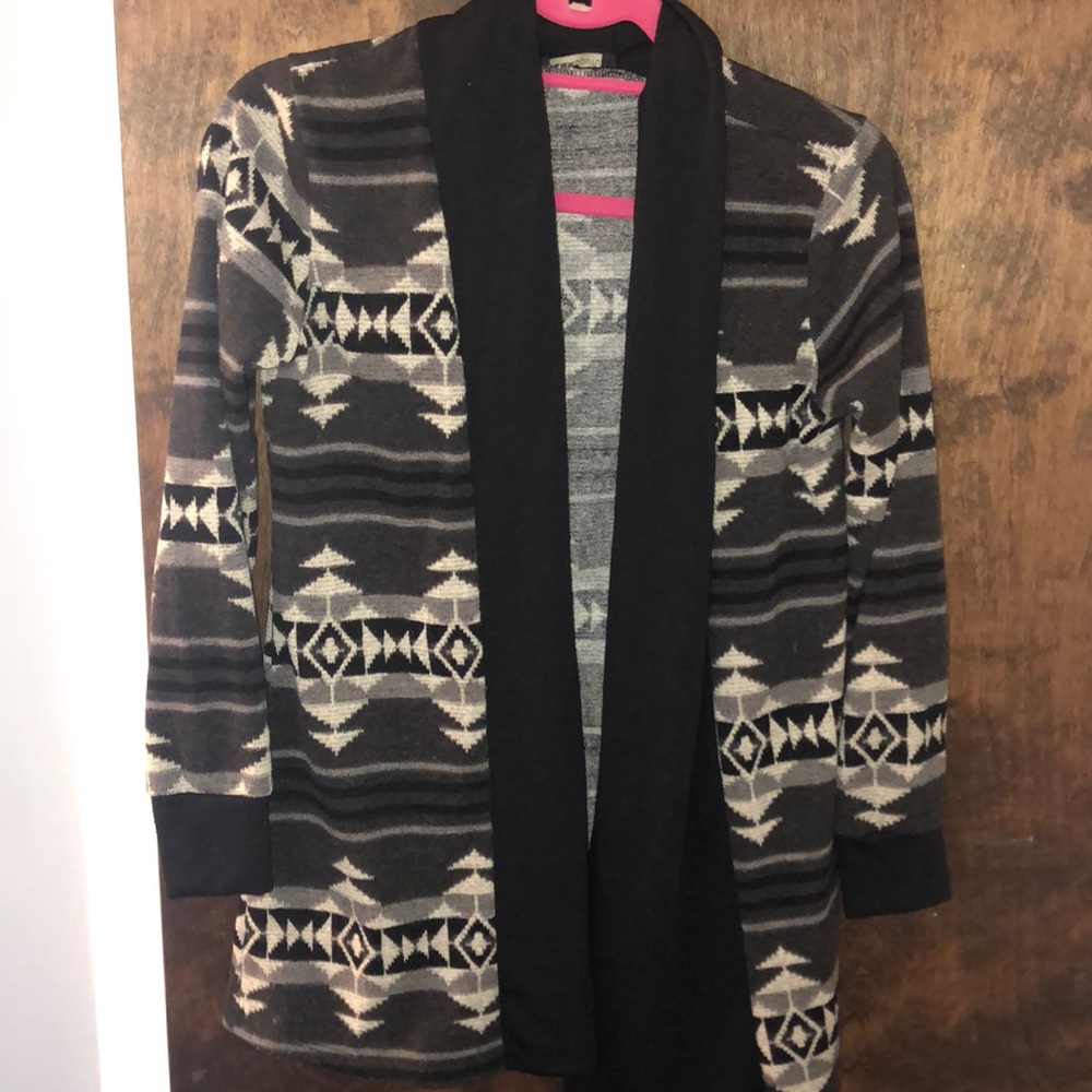 black white and gray design cardigan